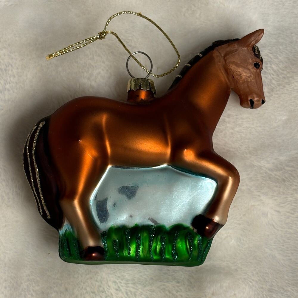 Wondershop Blown Glass Horse Glittery Christmas Tree Ornament